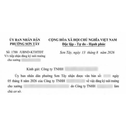Thêm một dự án Đăng kí môi trường được hoàn thành